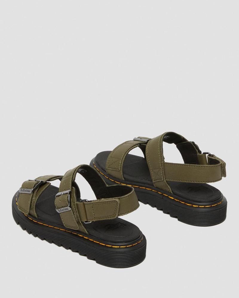 Dr Martens Junior Kyle Leren Sandalen Kinderen Olijfgroen | NL 104DFM